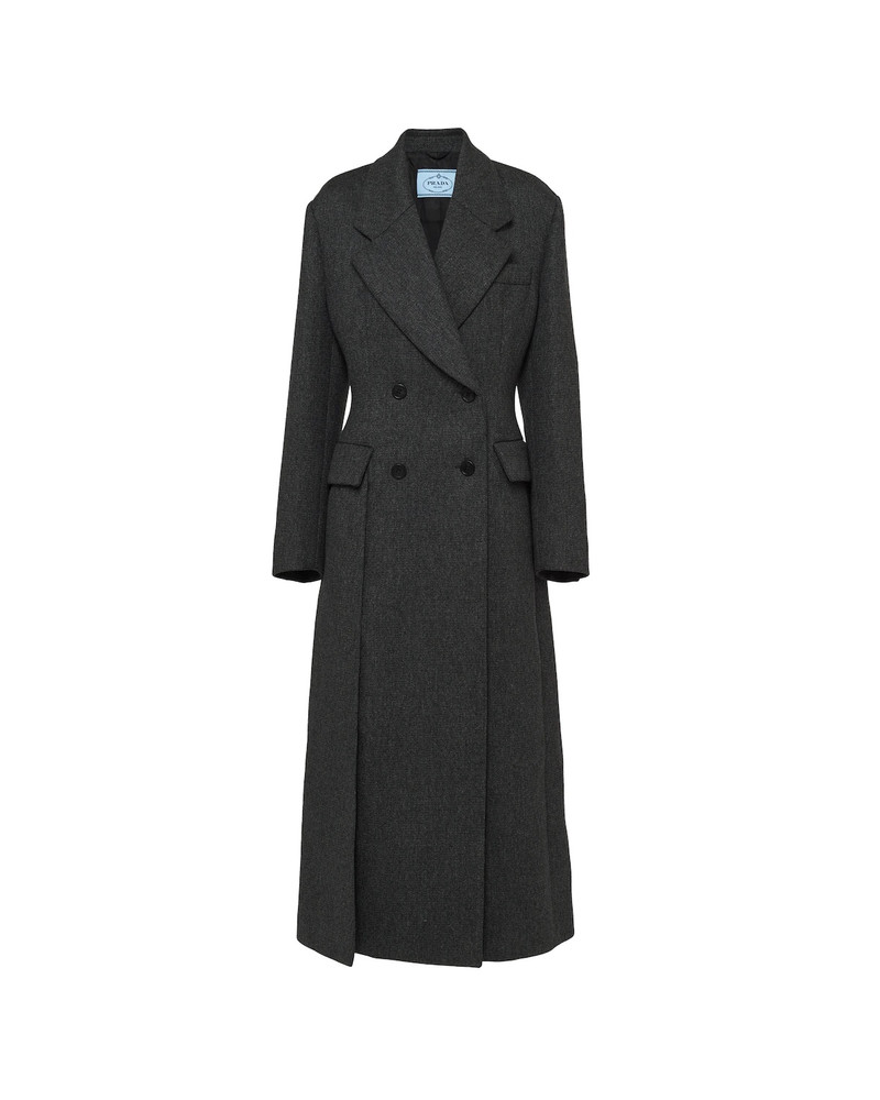 Double-breasted textured wool coat 1