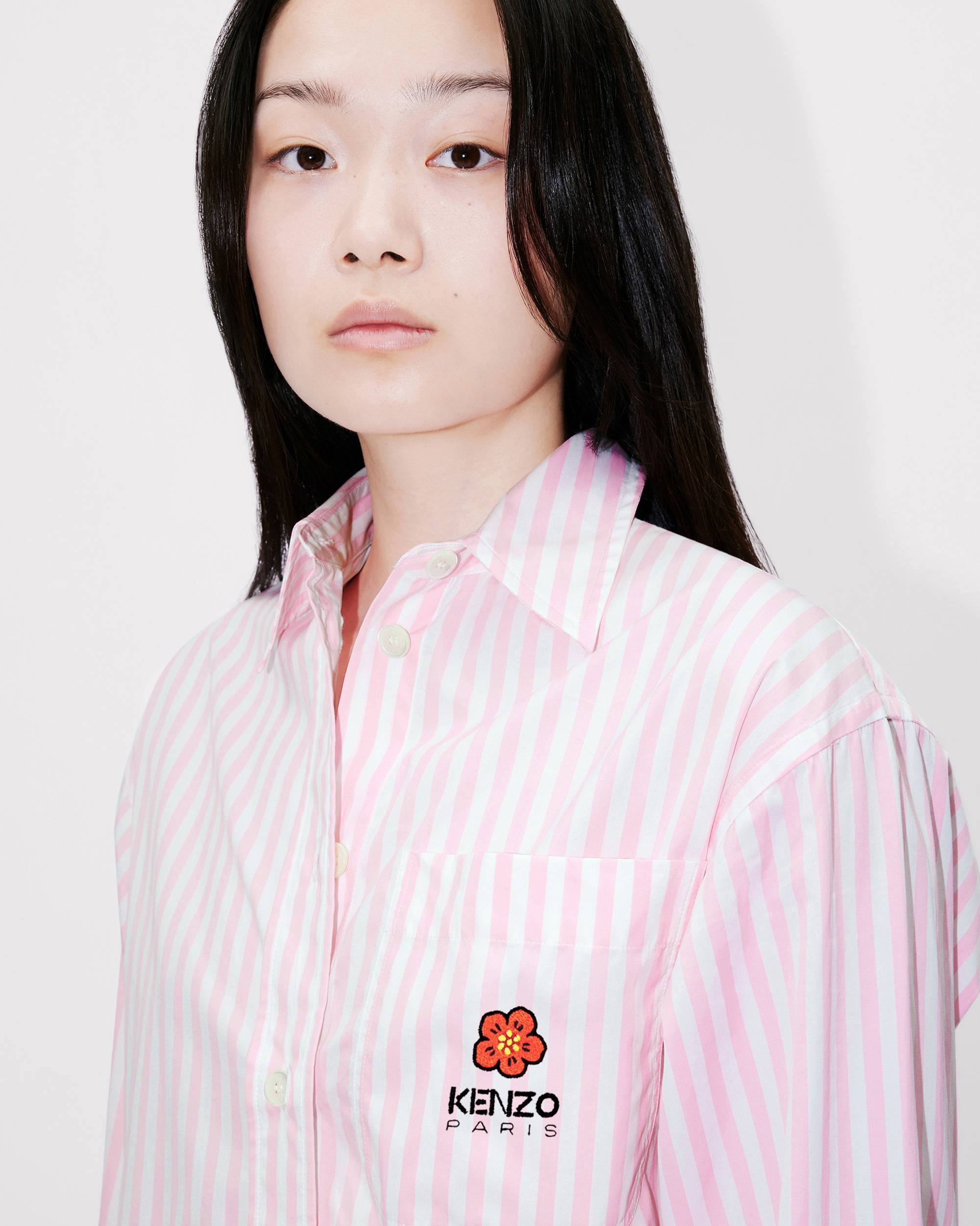 'Boke Flower' oversized striped shirt with embroidery - 5