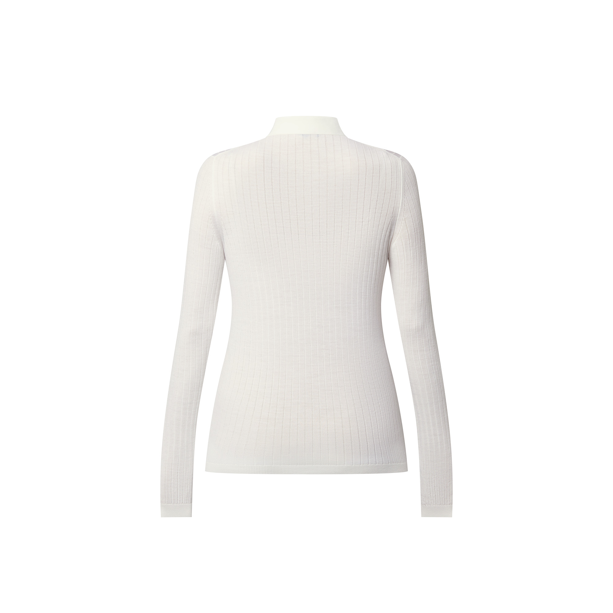 Long-Sleeved Rib-Knit Polo Top - 3
