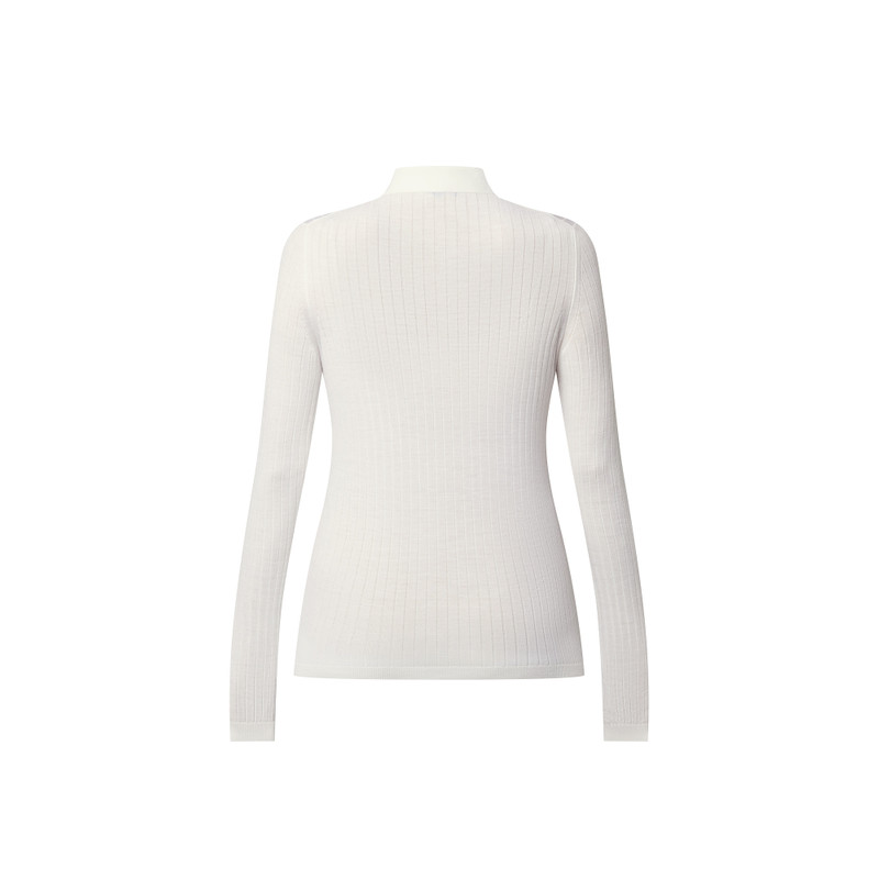 Long-Sleeved Rib-Knit Polo Top 3