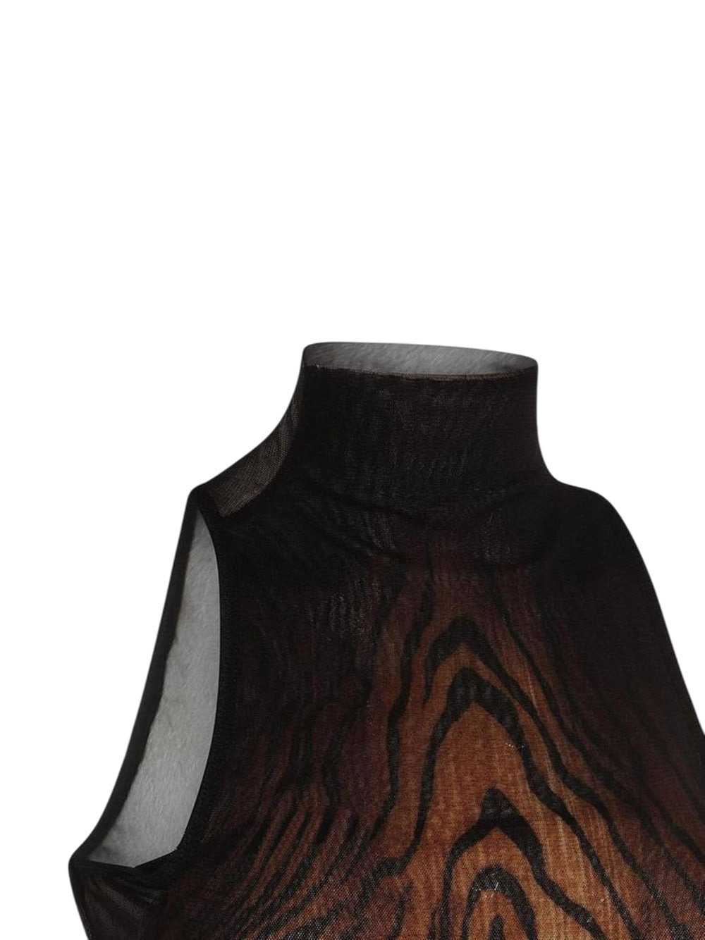 Jean Paul Gaultier Women Long Mesh Dress Double-Layer "Wood" Printed Long Mesh Dress - 3