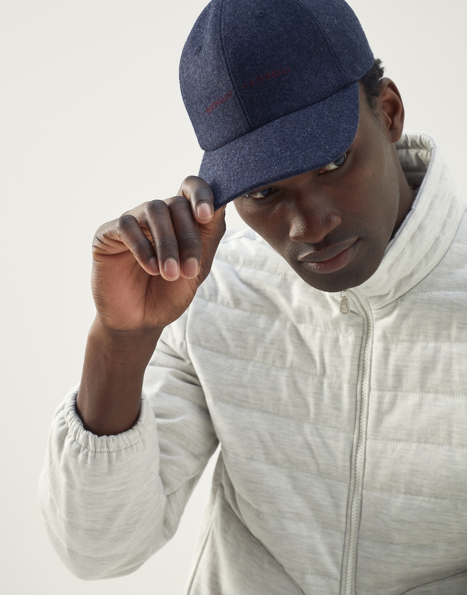 Virgin wool flannel baseball cap with embroidery - 3