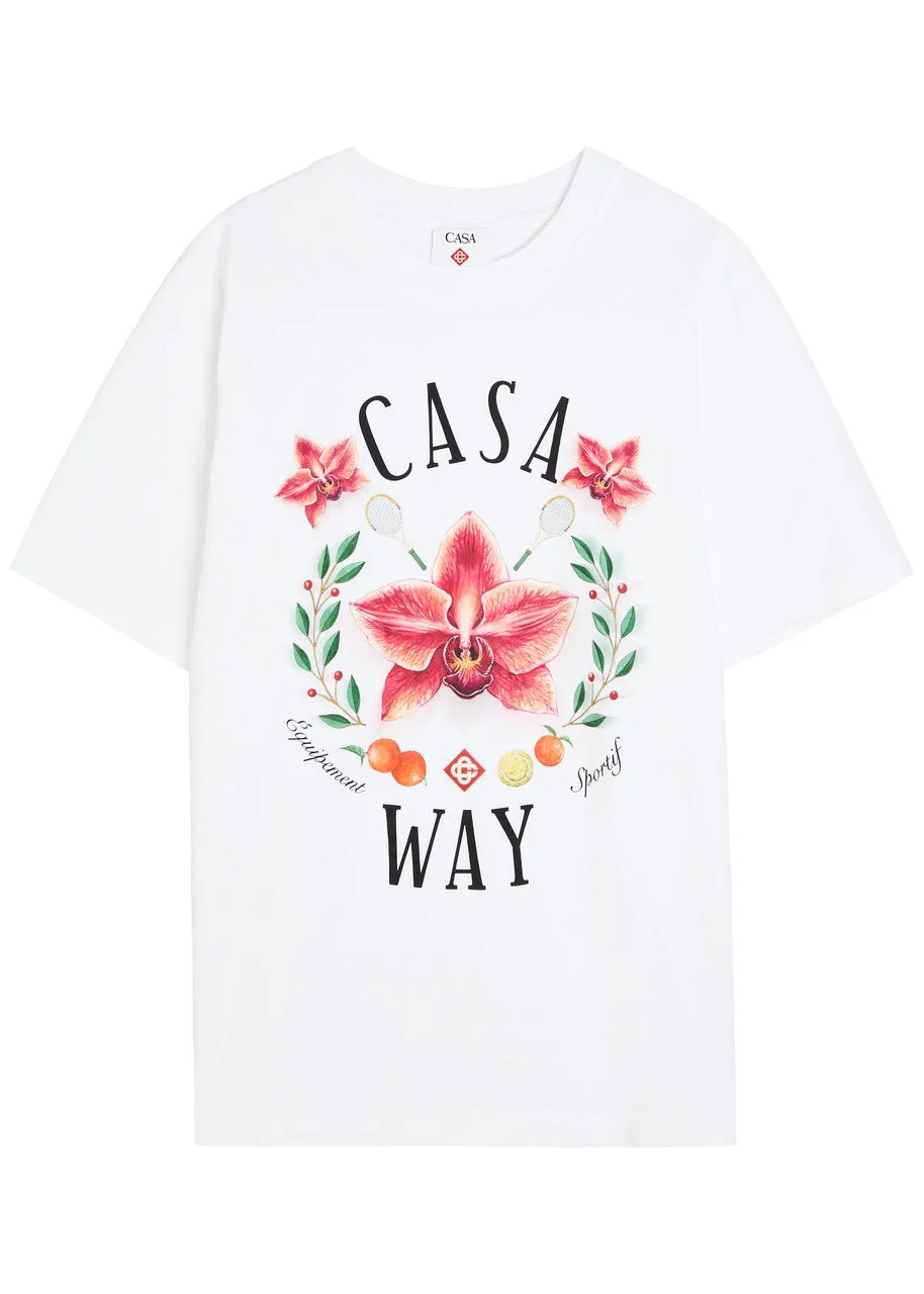 Casablanca Casa Way Orchid Printed Cotton T-shirt - 1