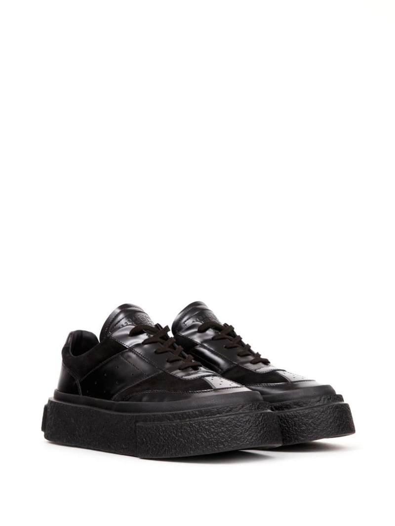 MM6 Maison Margiela panelled patent leather sneakers outlook