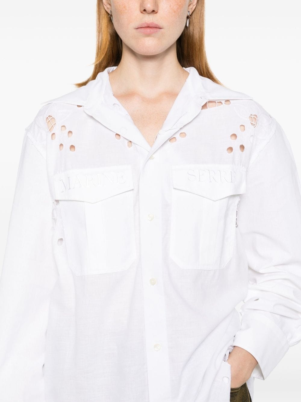 logo-embroidered shirt - 5