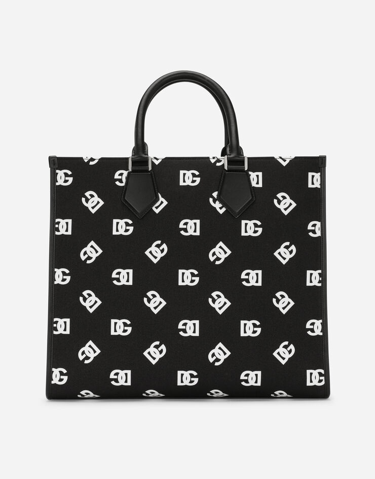 Large canvas shopper with all-over DG logo - 1