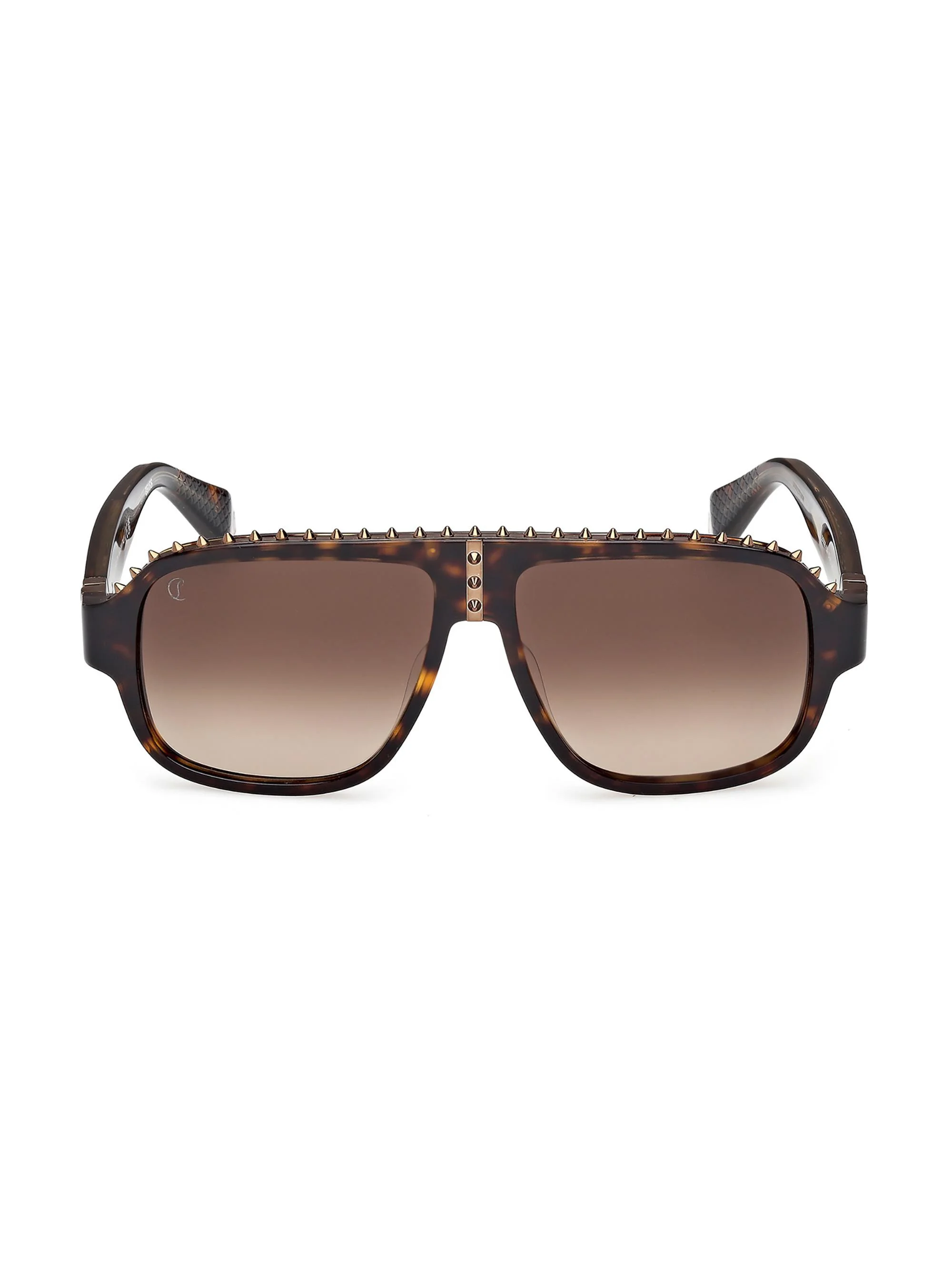 Men's Studded 57MM Sunglasses - Havana Brown - 1