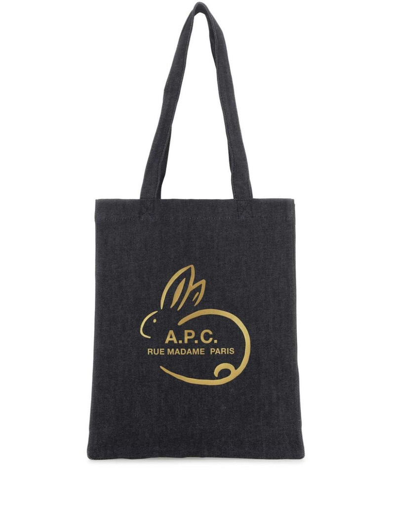 A.P.C. logo-print denim tote bag outlook