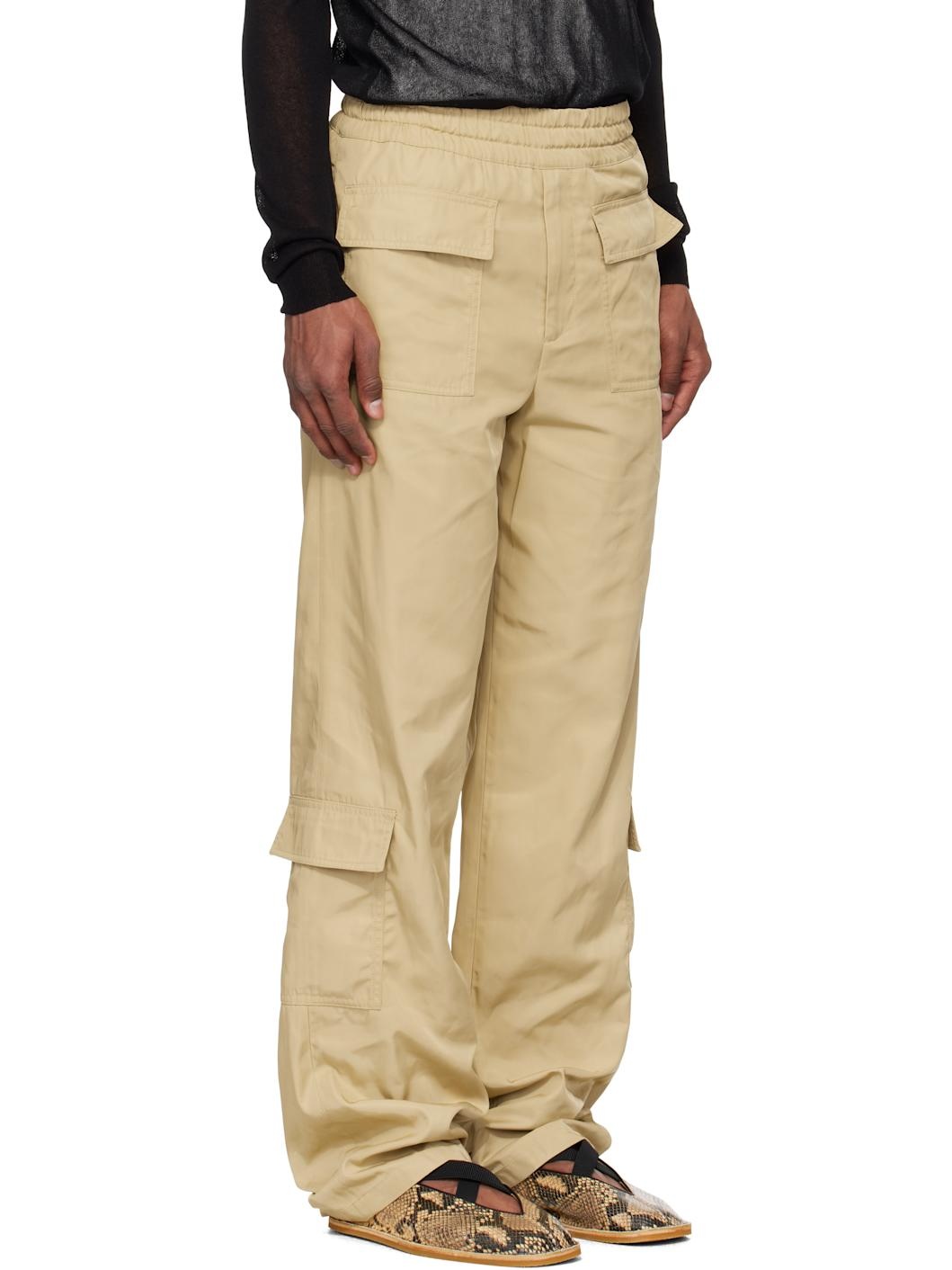 Beige Twill Cargo Pants - 2