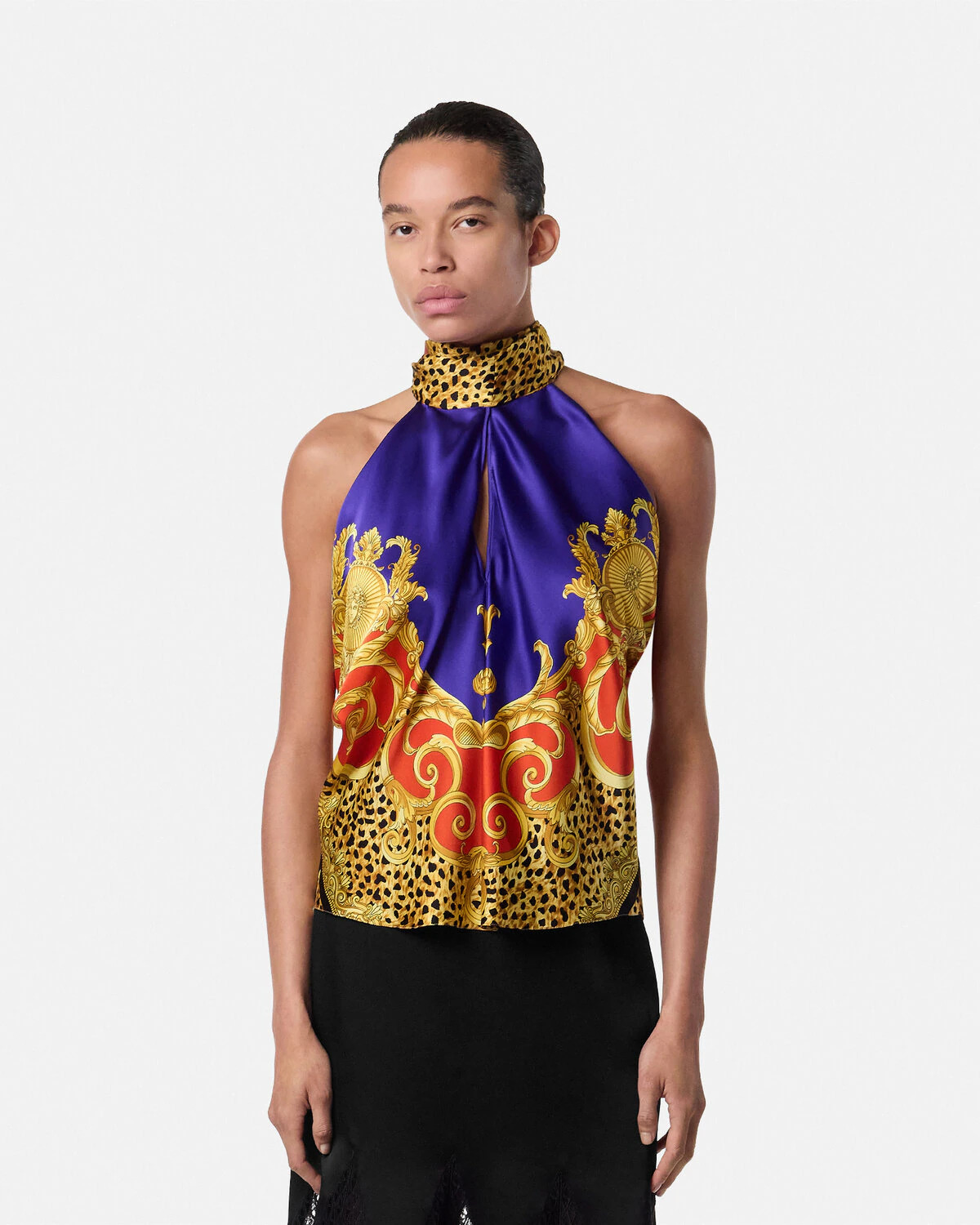 Cheetah Barocco Silk Lavallière Top - 4