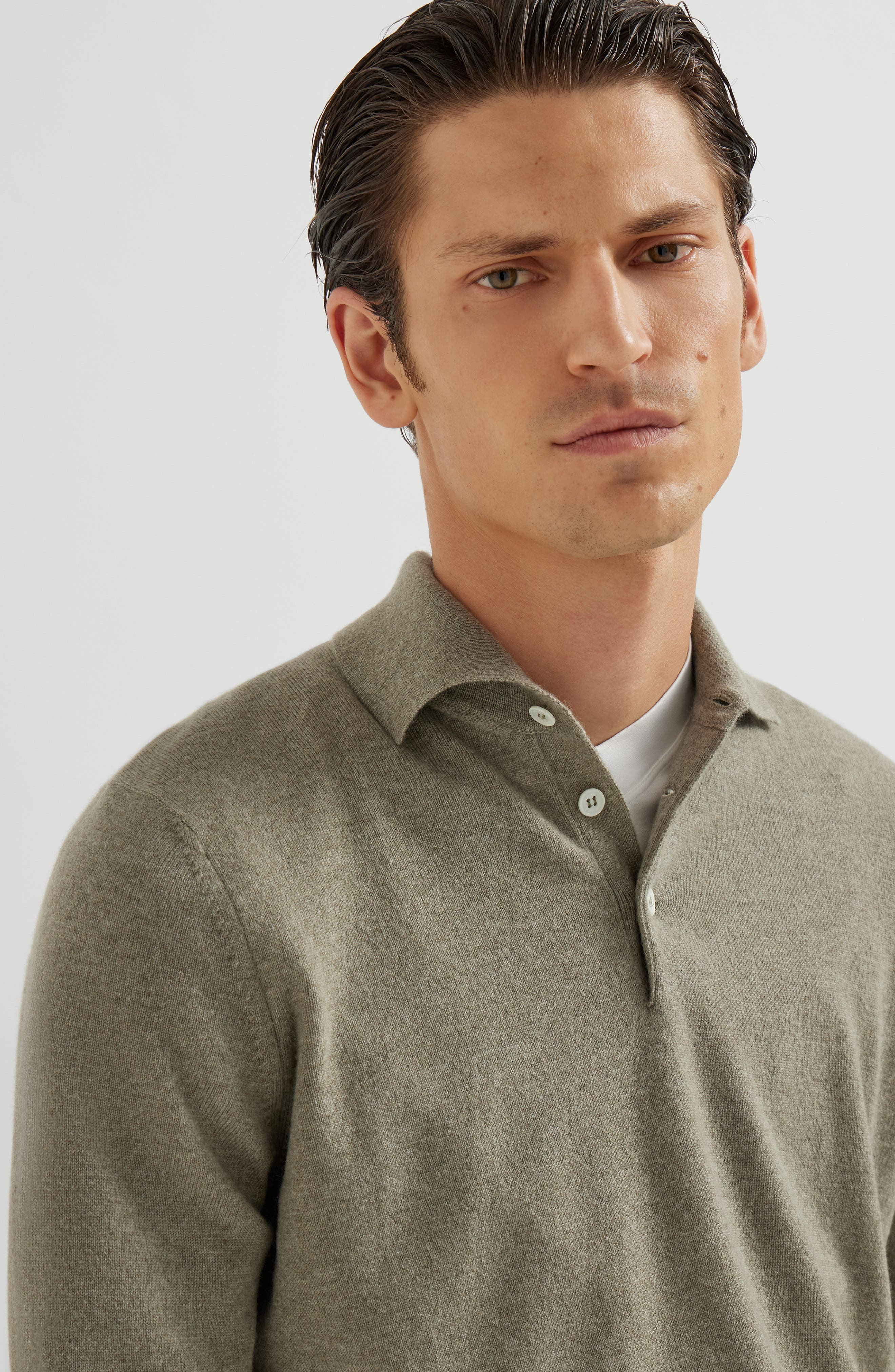 Brunello Cucinelli Polo-style sweater in Olive at Nordstrom - 4