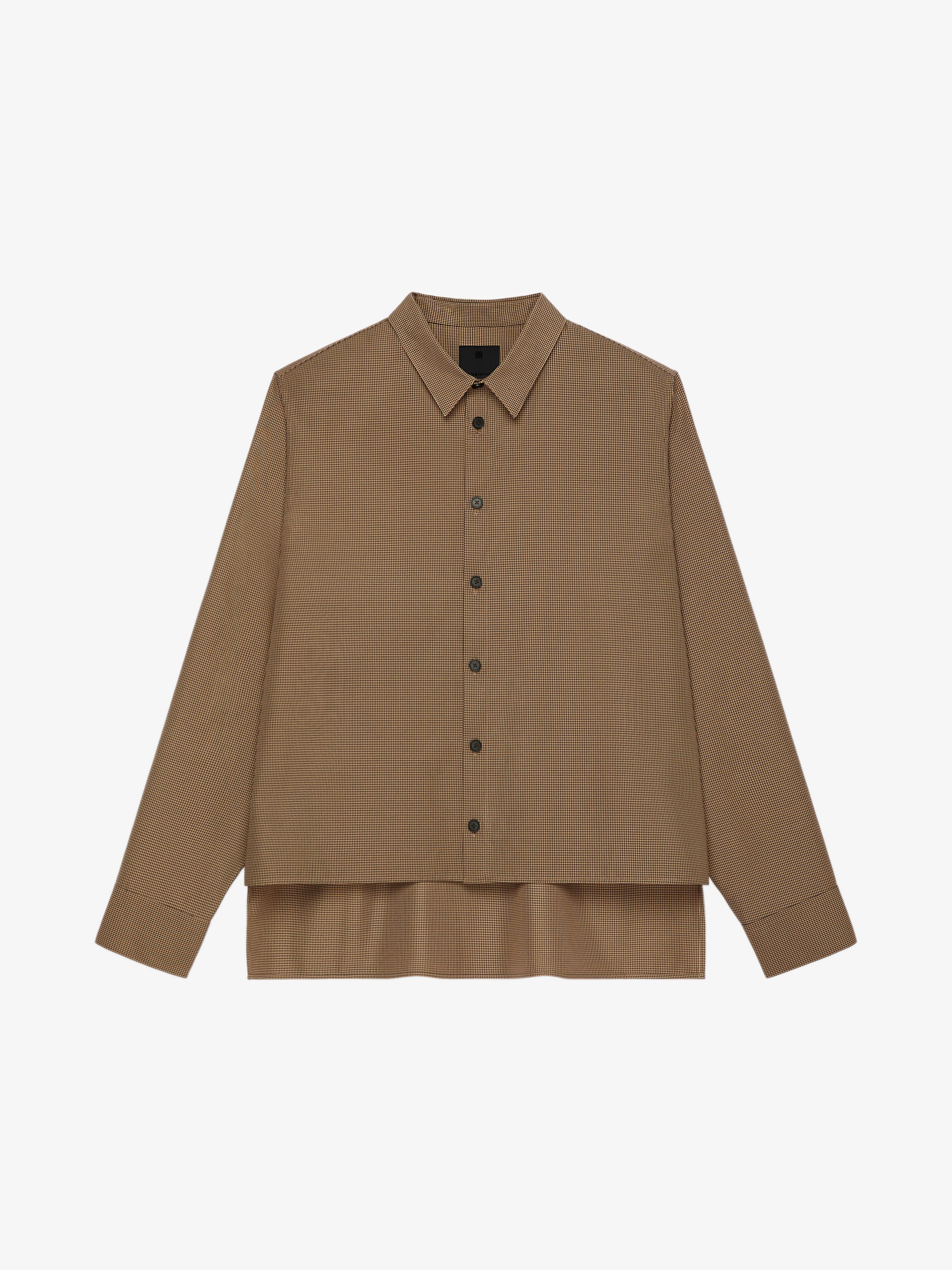 OVERSIZED SHIRT IN TECHNICAL FIBER WITH HOUNDSTOOTH PATTERN - 1