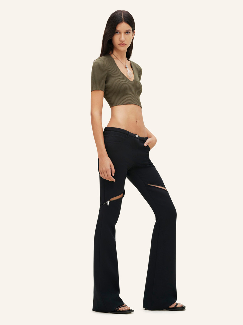 V NECK RIB KNIT CROPPED SWEATER 3