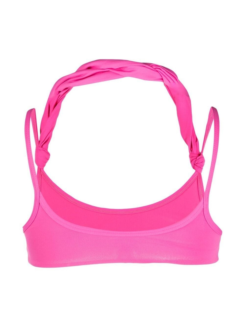THE ATTICO knot-detail halterneck bikini top outlook