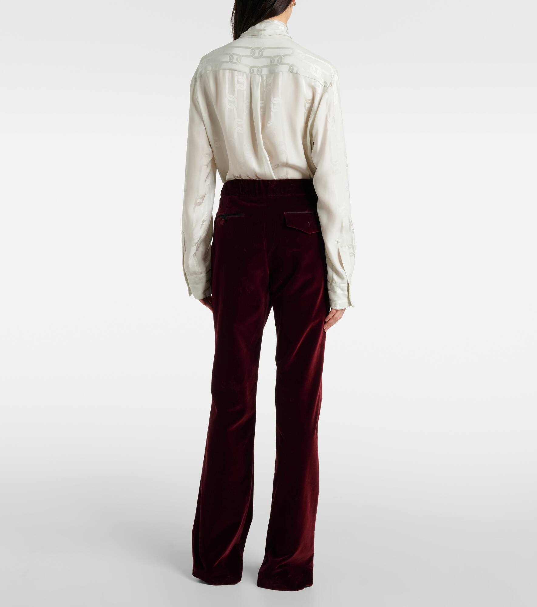 High-rise cotton velvet flared pants - 3