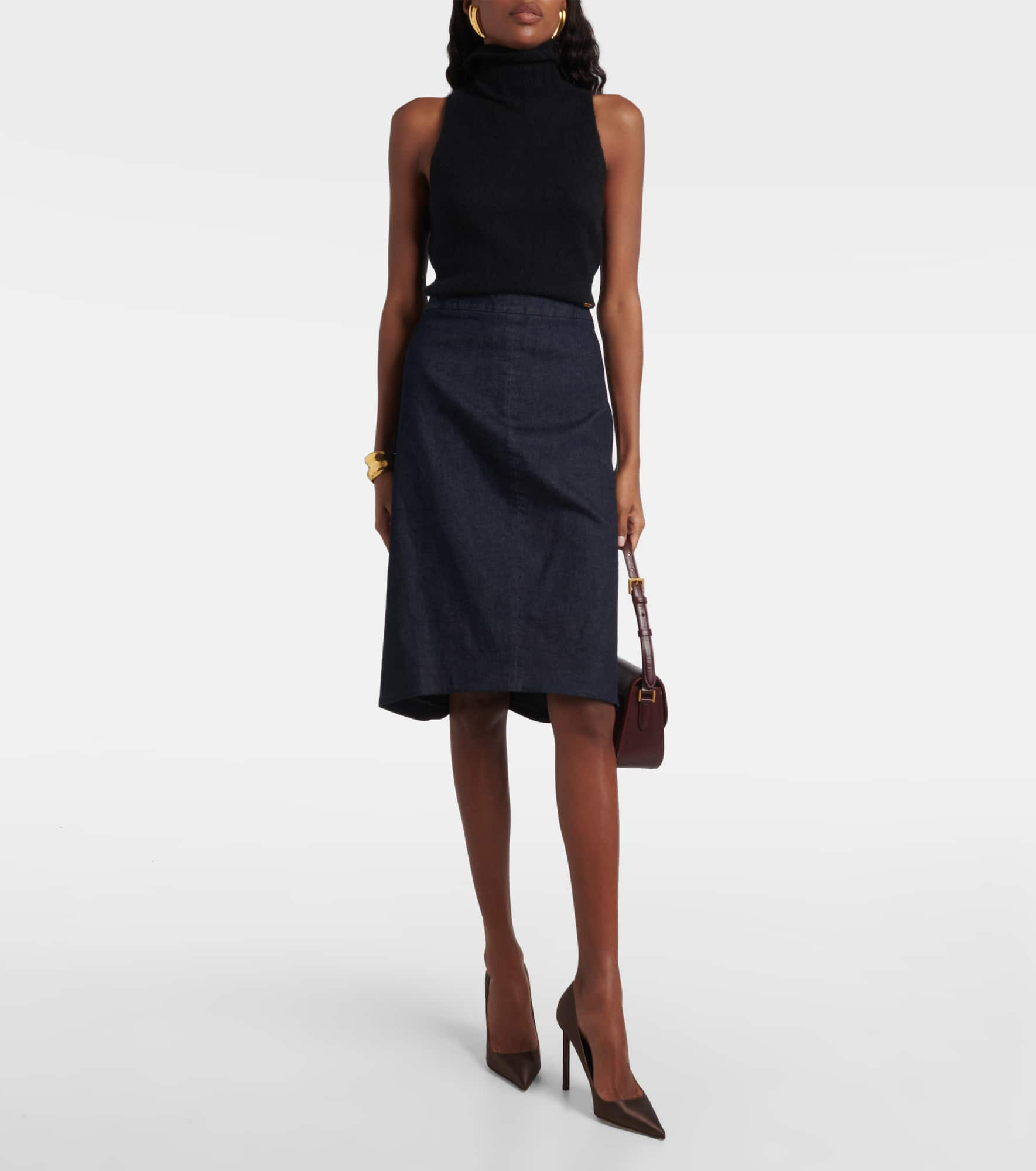 High-rise denim pencil skirt - 2