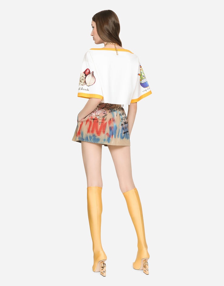 Graffiti-print gabardine miniskirt - 2