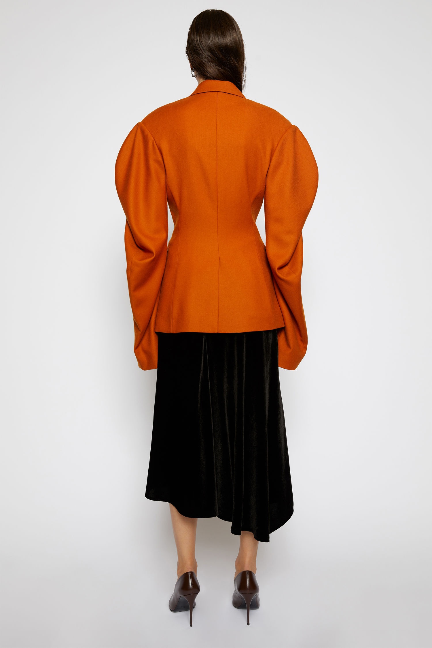 Puff-sleeve suit jacket saffron orange - 4