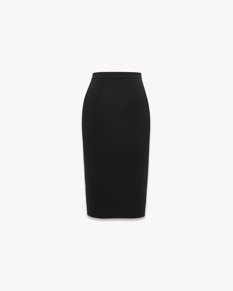 PENCIL SKIRT IN RIBBED WOOL - 1
