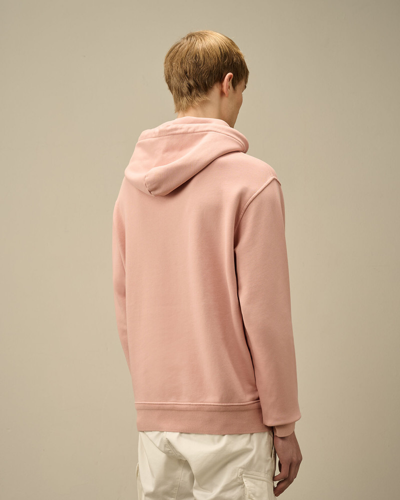 Cotton Diagonal Fleece Resist Dyed Hooded Logo Sweatshirt 4