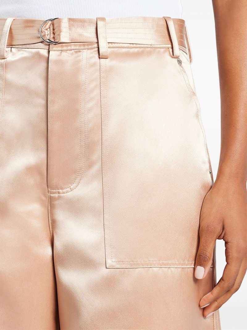 belted satin-finish palazzo pants 5