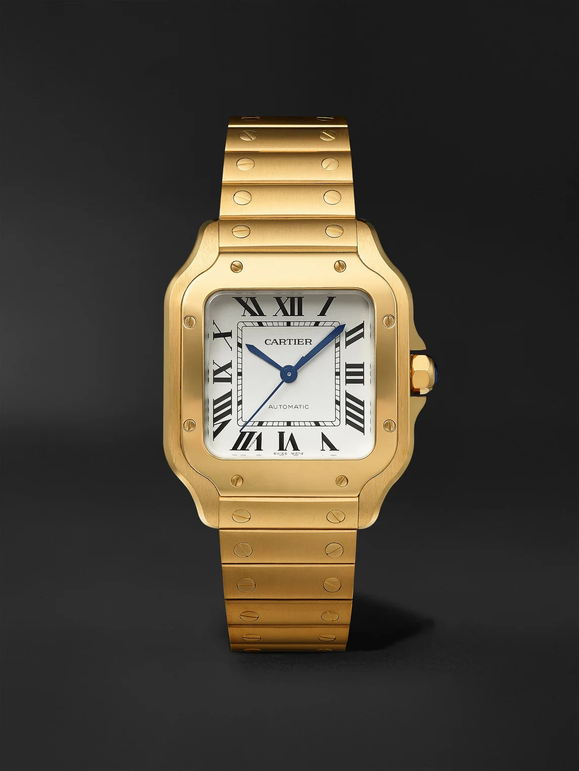 Santos de Cartier Medium Automatic 35.1mm 18-Karat Gold and Alligator Watch, Ref. No. WGSA0030 - 1