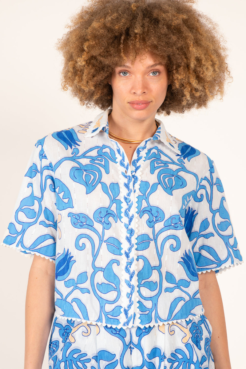 Poupette St Barth Shirt Java - White Blue Ritual outlook
