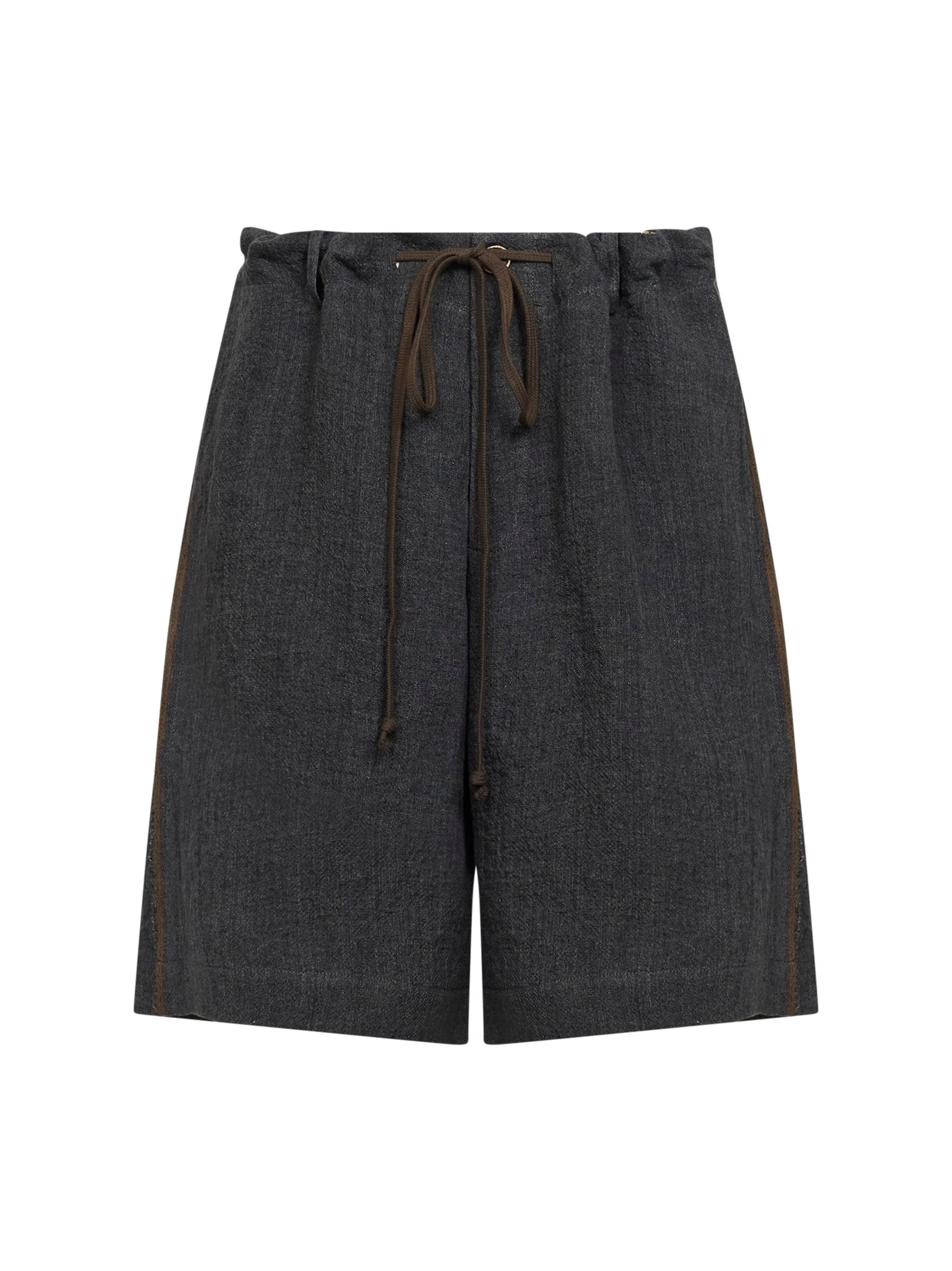 Dark grey linen and cotton Panther Bermuda shorts - 1