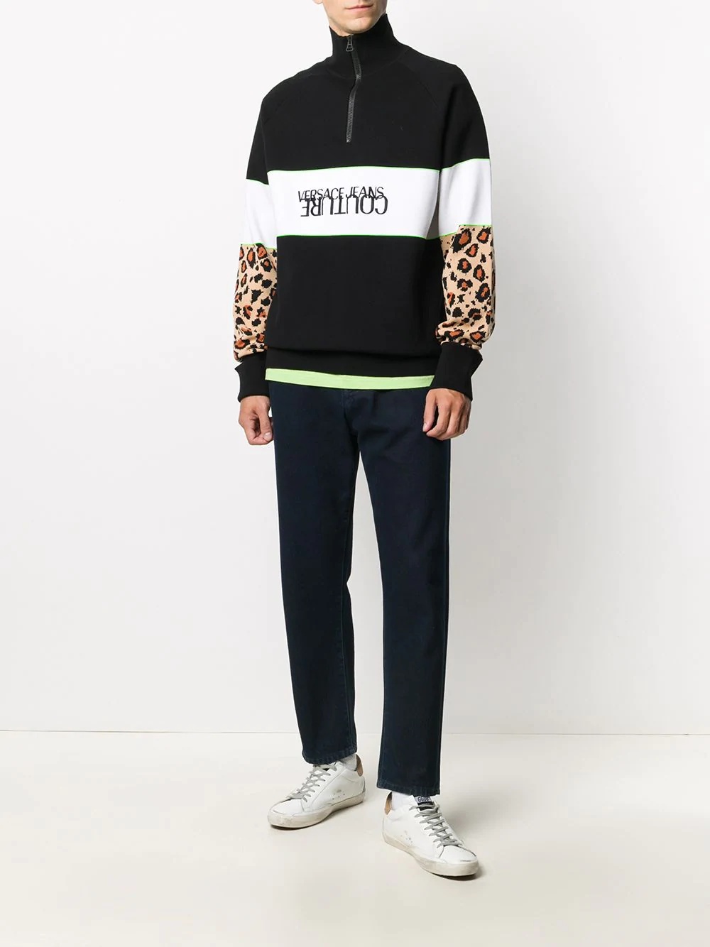 leopard print-panelled sweatshirt - 2