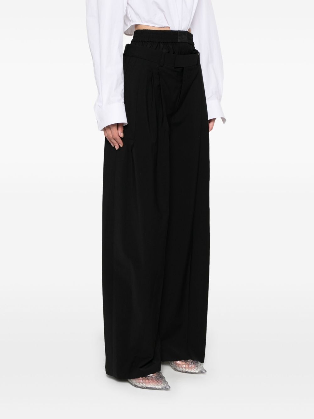 boxer-detailed wide-leg trousers - 3