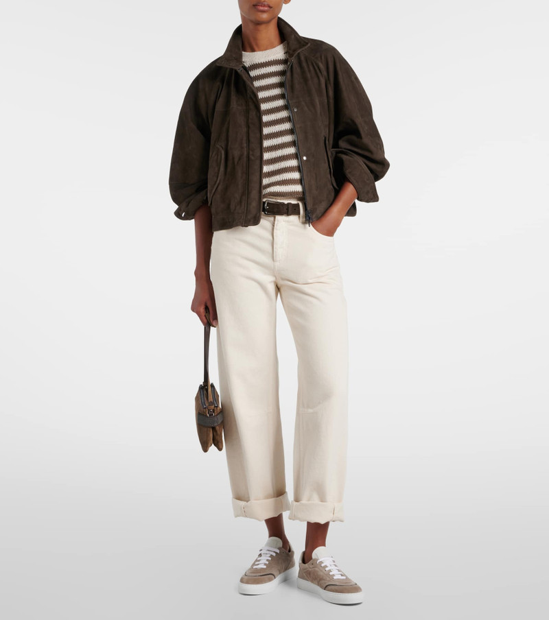 Brunello Cucinelli Suede bomber jacket outlook