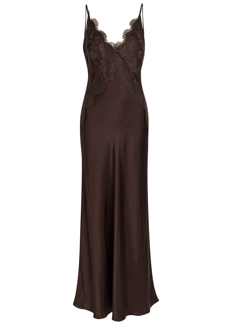Shona Joy Simona Lace-trim Satin Maxi Dress - 1