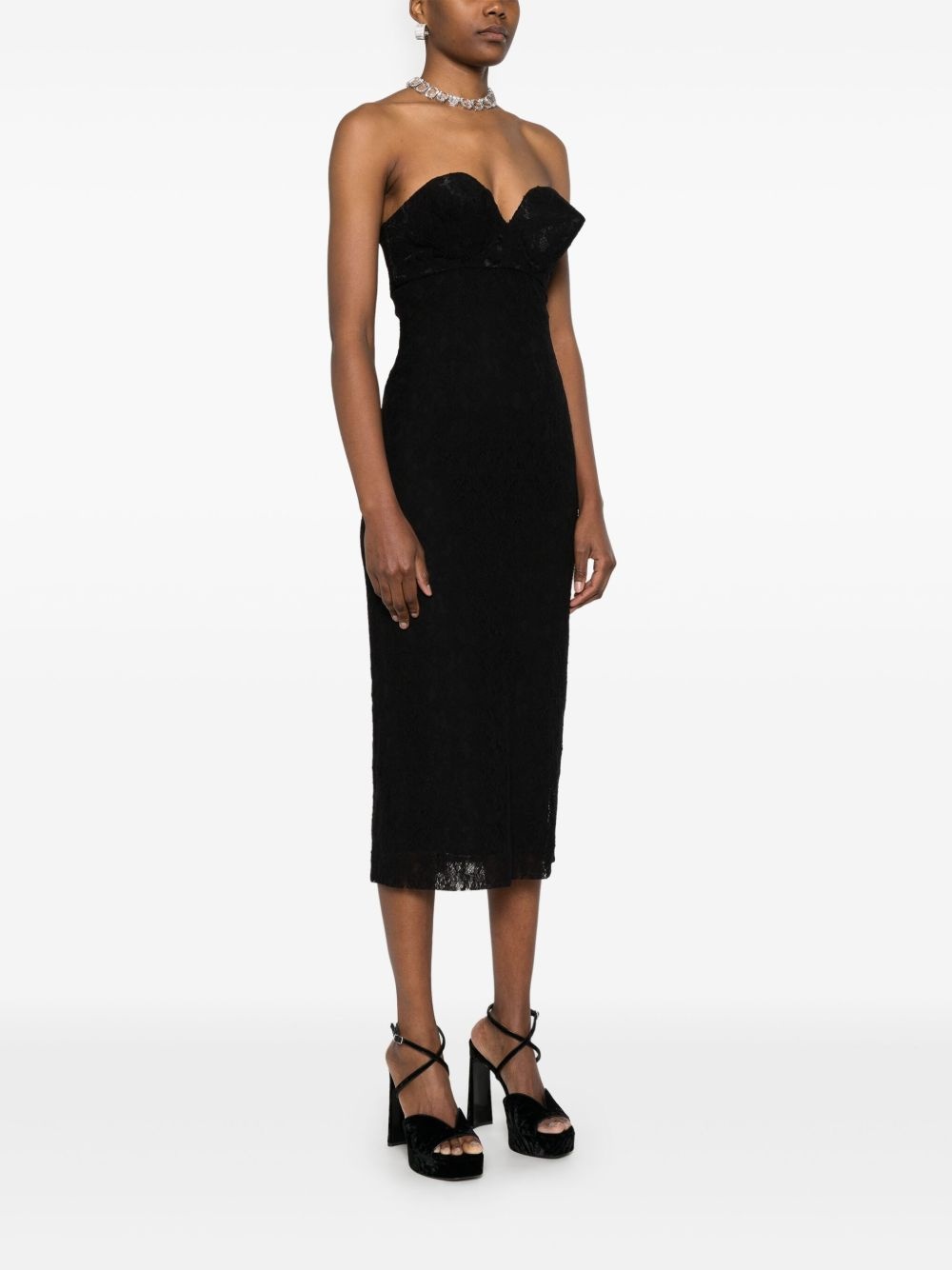 strapless lace dress - 3