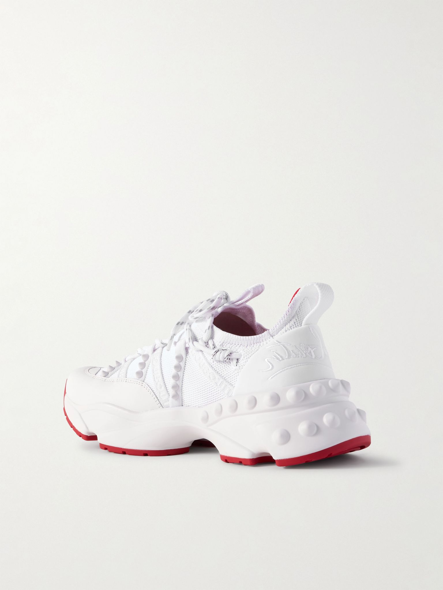 Trailrun studded mesh, leather and neoprene sneakers White - 3