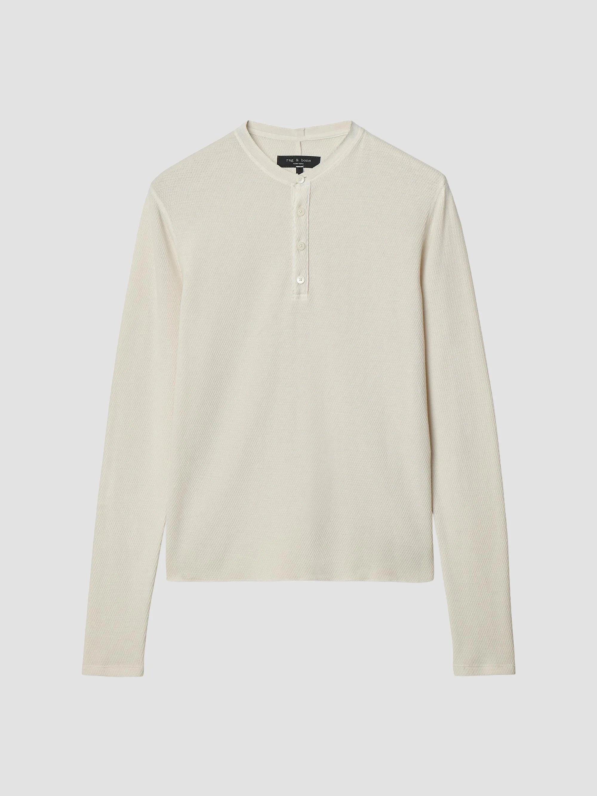 Men's Classic Textured Knit Henley Top - Chalk - 1