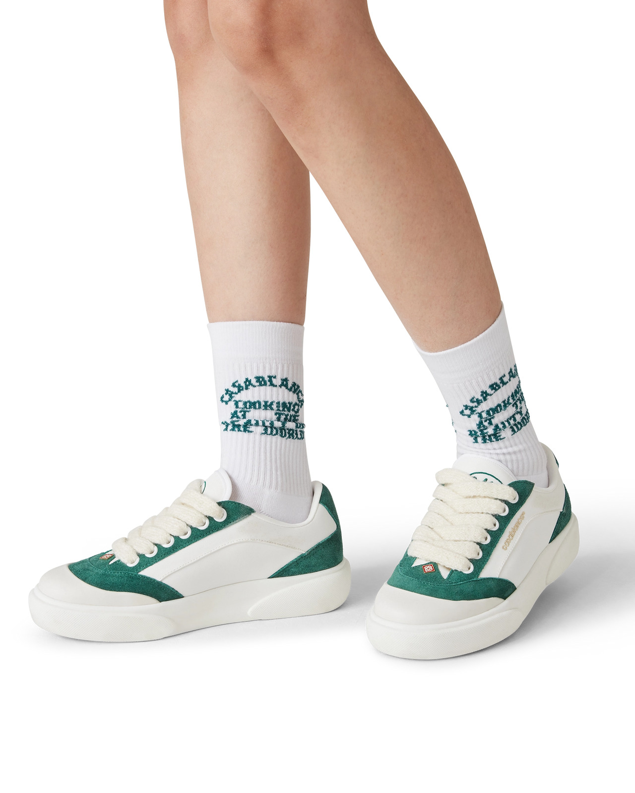 Women's Del Mar White & Green Sneaker | Casablanca Paris - 4