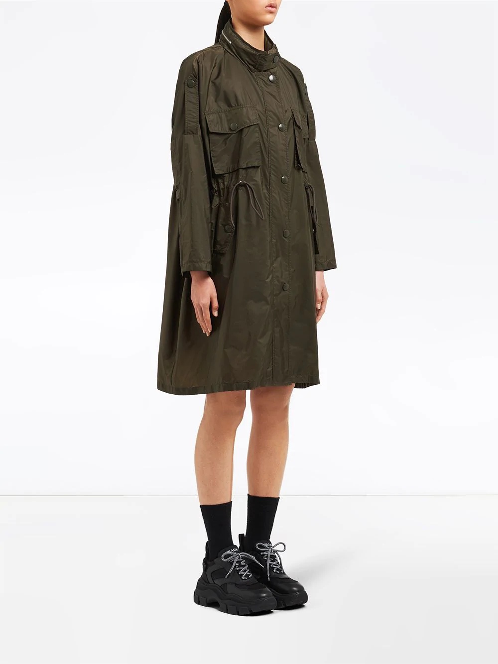 drawstring waist raincoat - 3