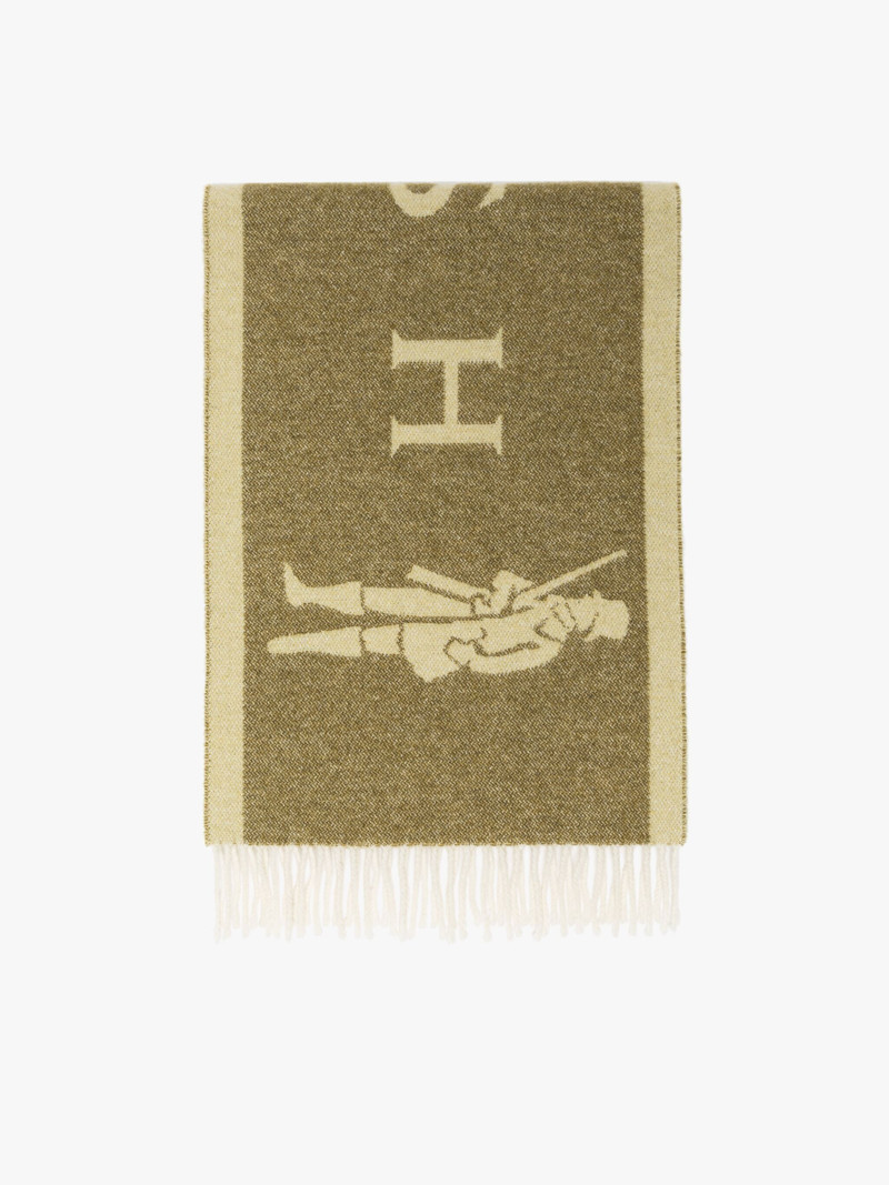 EDINBURGH GREEN WOOL LOGO SCARF 1