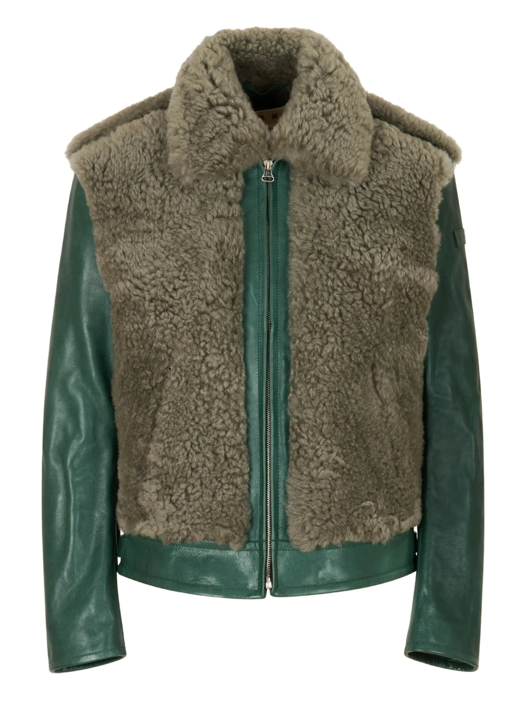 leather contrast-shearling jacket - 1