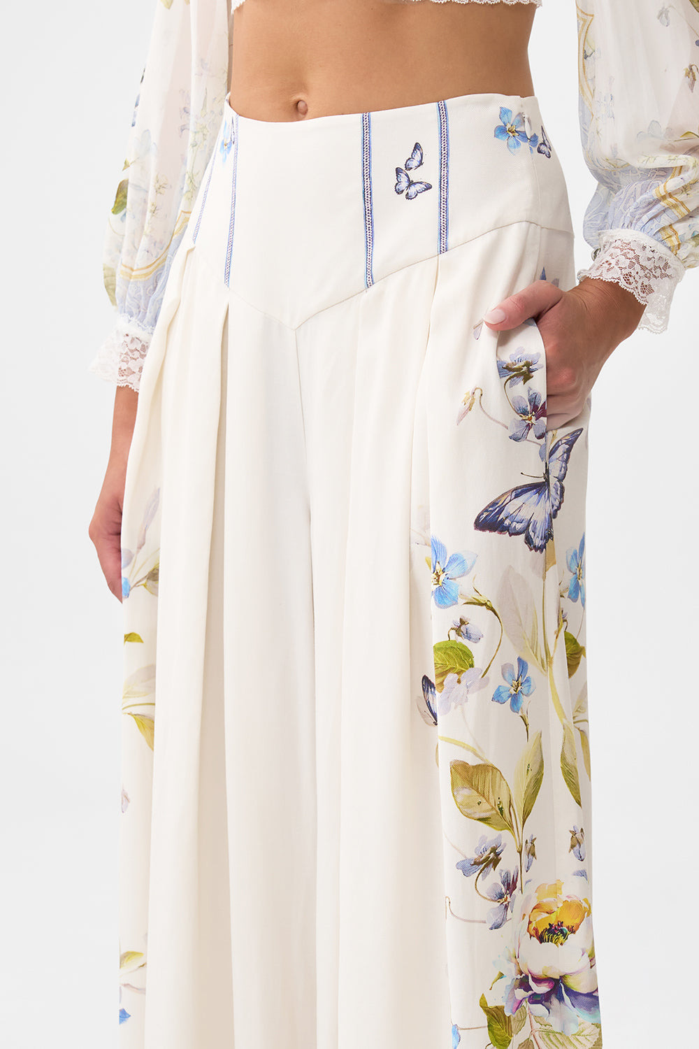 CORSET WAIST WIDE LEG PANT - 5
