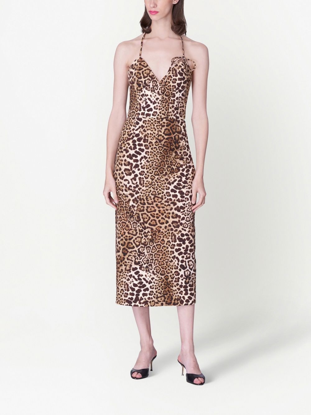 leopard print halterneck dress - 2