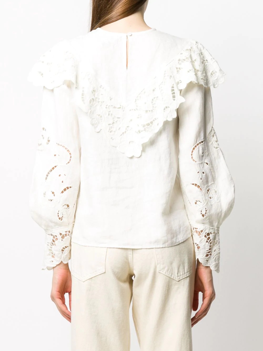 lace-detail ruffled blouse - 4