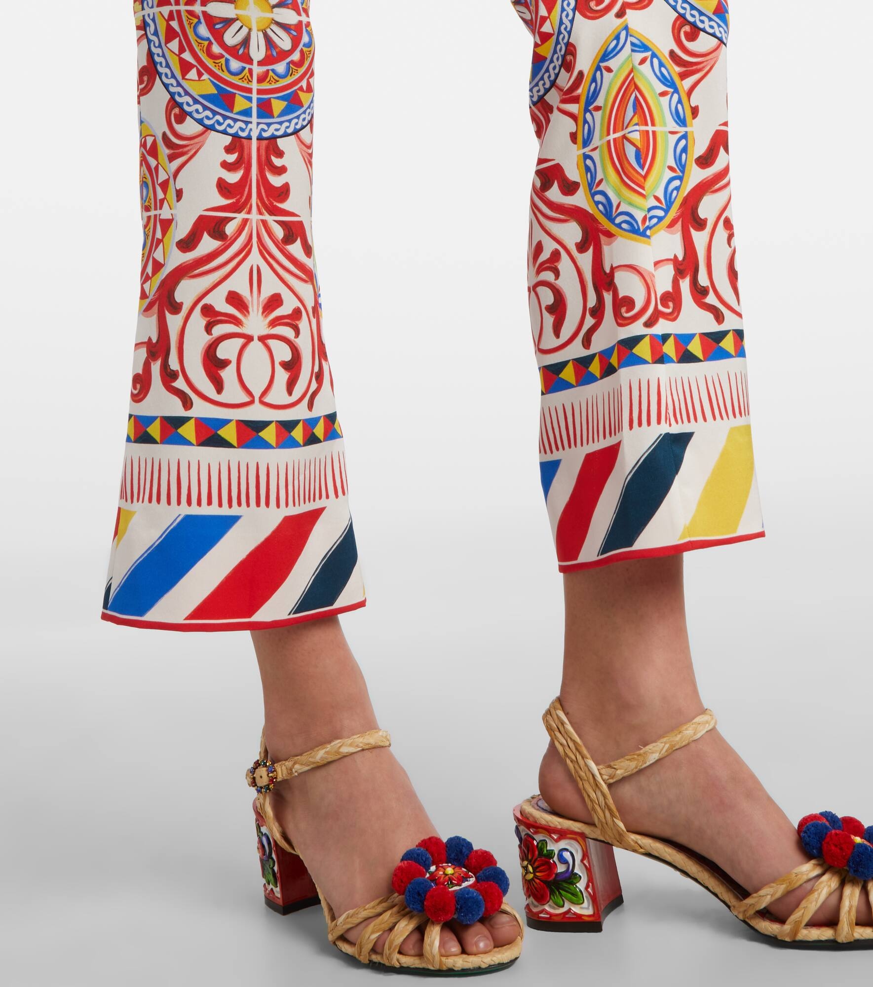 Cropped printed silk-blend flared pants - 5