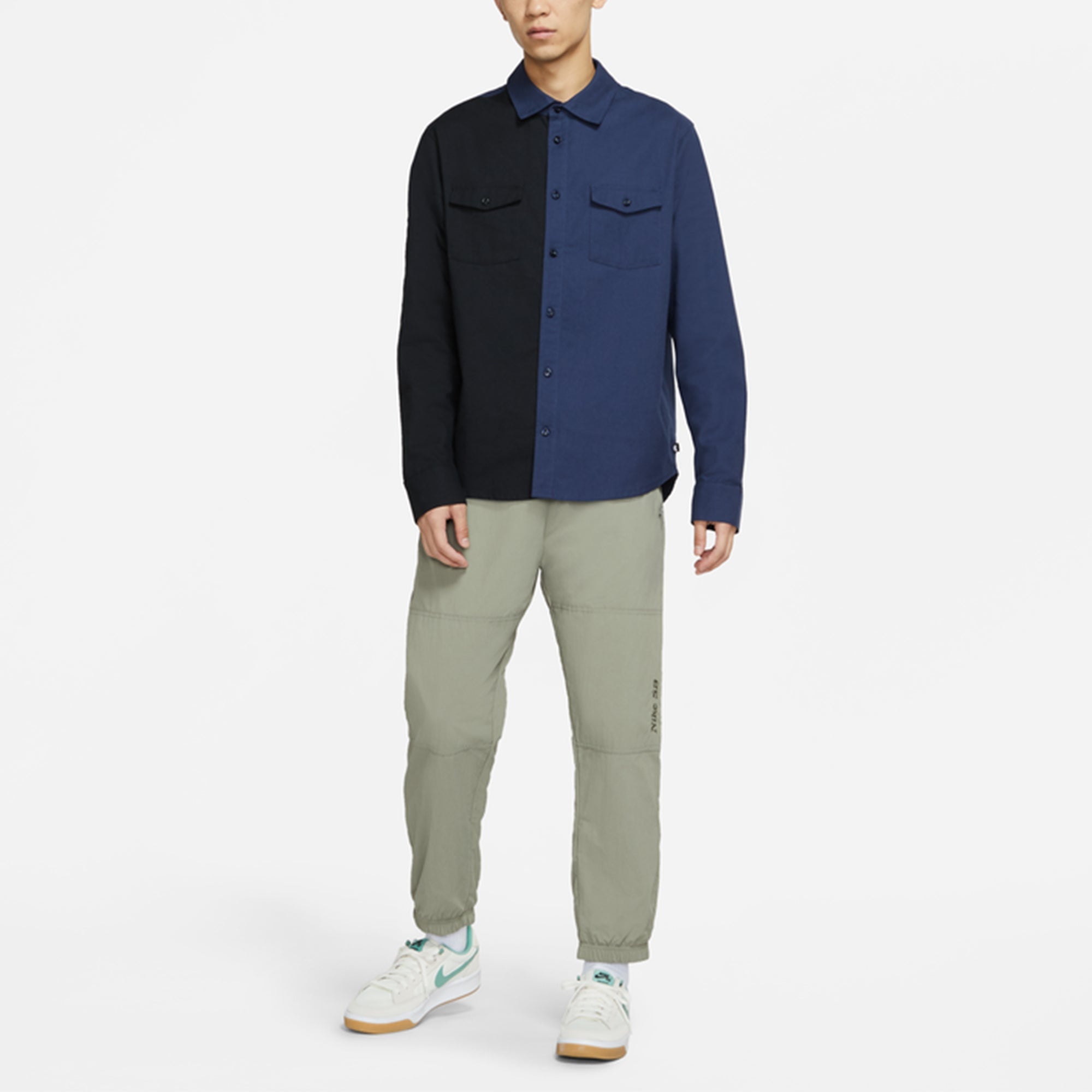 Nike SB Skateboard flannel Skateboard Splicing Long Sleeves Shirt Navy Blue DA4168-410 - 3