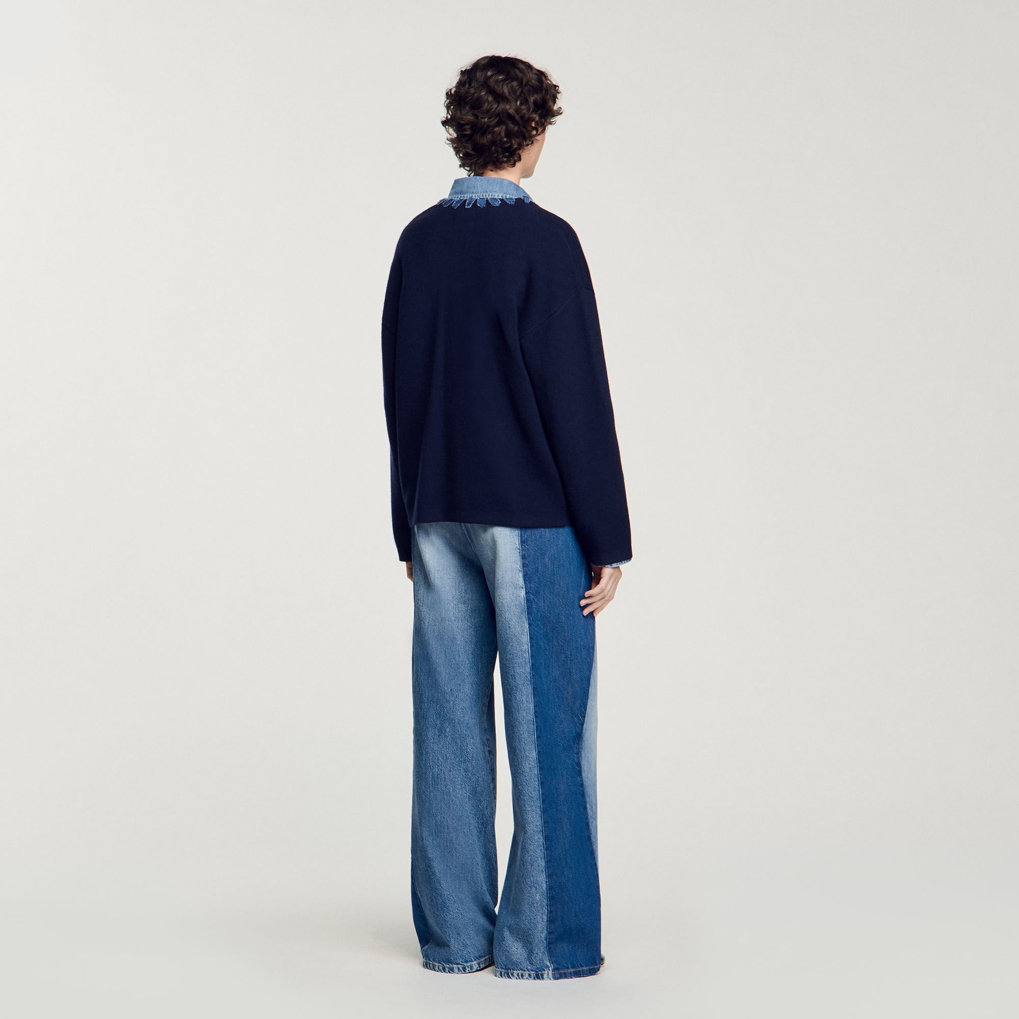CARDIGAN WITH DENIM DETAILS - 5