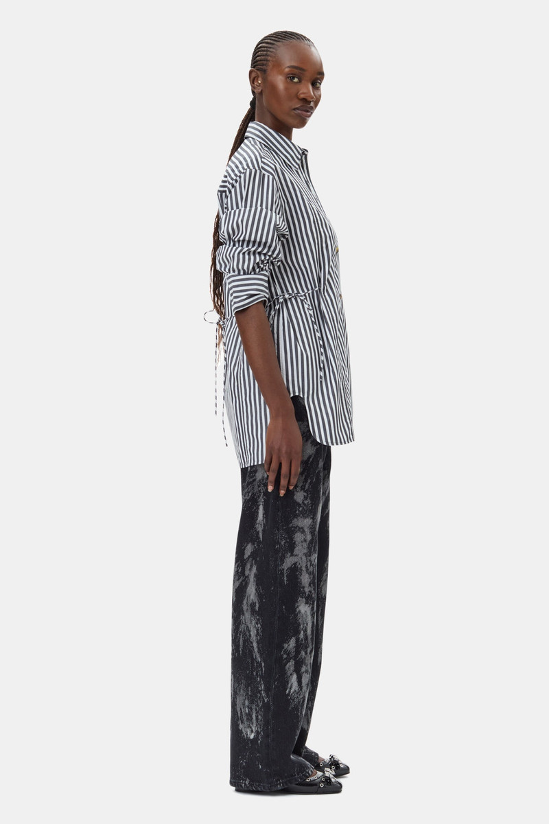 STRIPE COTTON OVERSIZED TIE STRING SHIRT 4