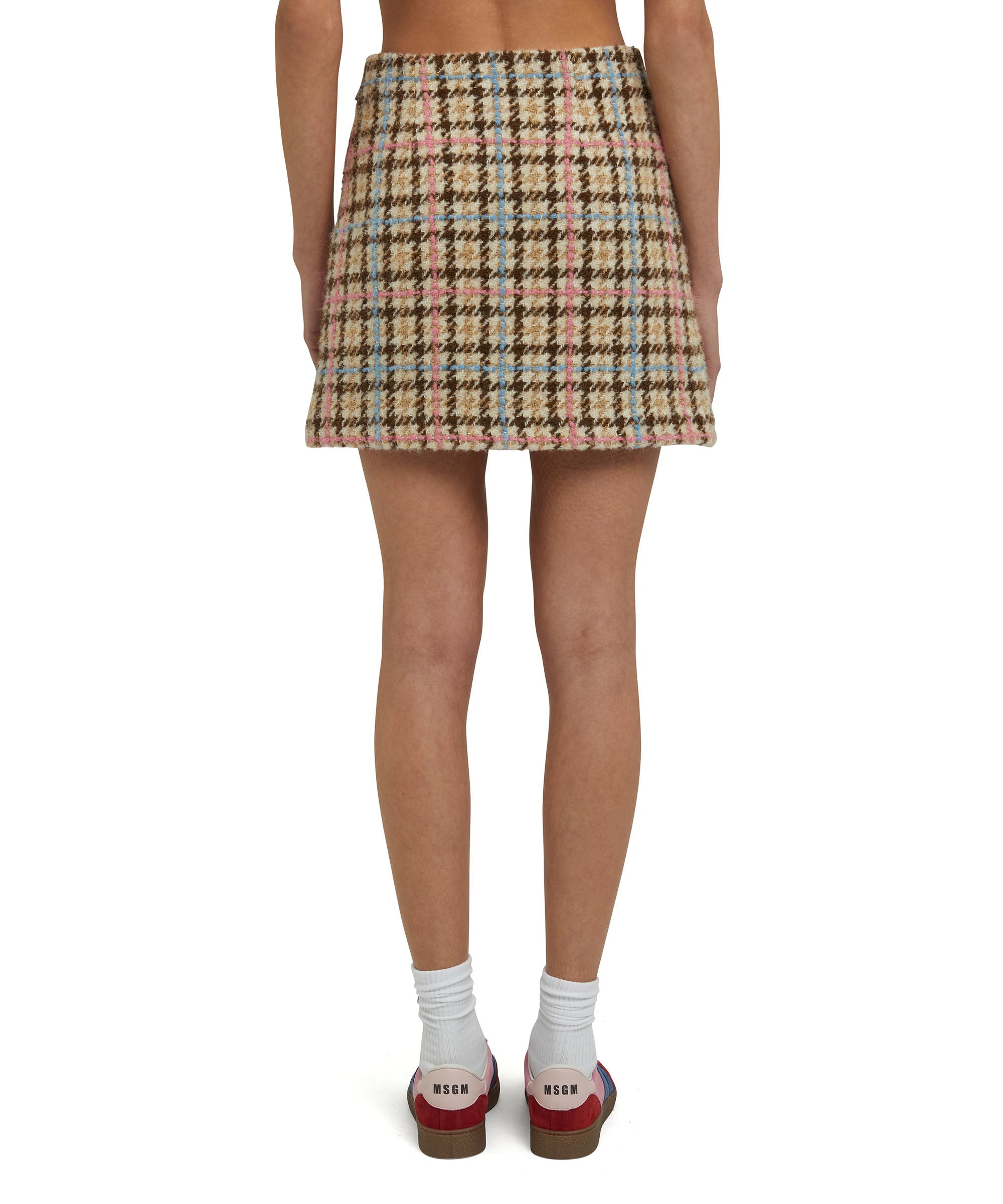 Blended wool mini skirt with "Micro Check Wool" motif - 4