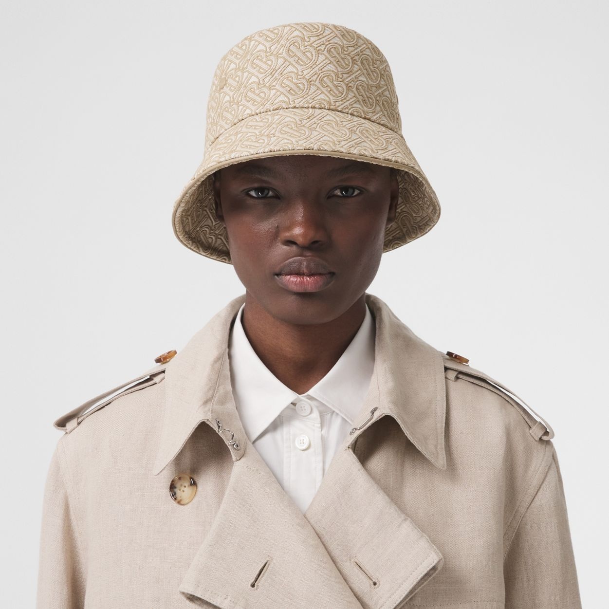 Embroidered Monogram Linen Cotton Bucket Hat - 3