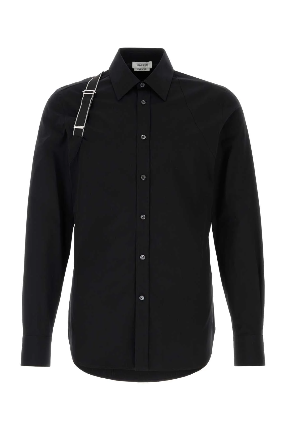 Alexander Mcqueen Men Black Stretch Poplin Shirt - 1