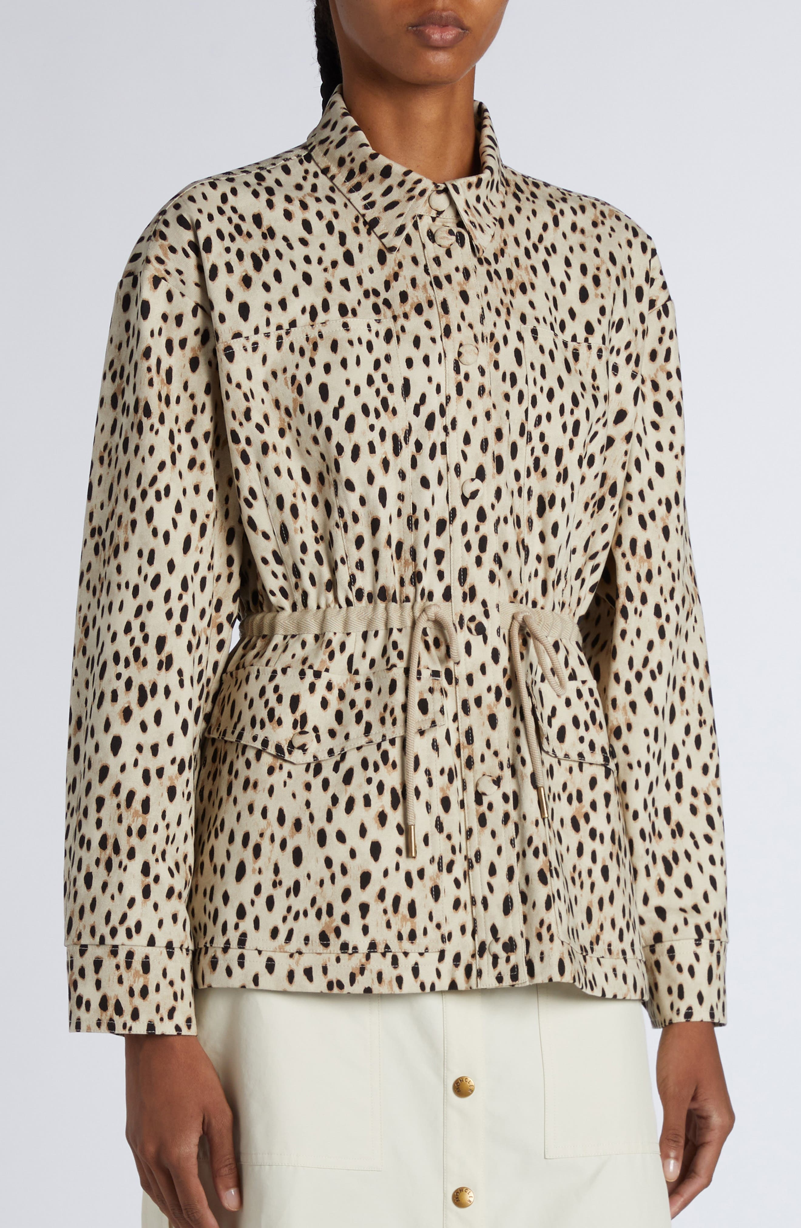 Moncler Saulon Animal Print Jacket in Light Beige Print at Nordstrom - 5